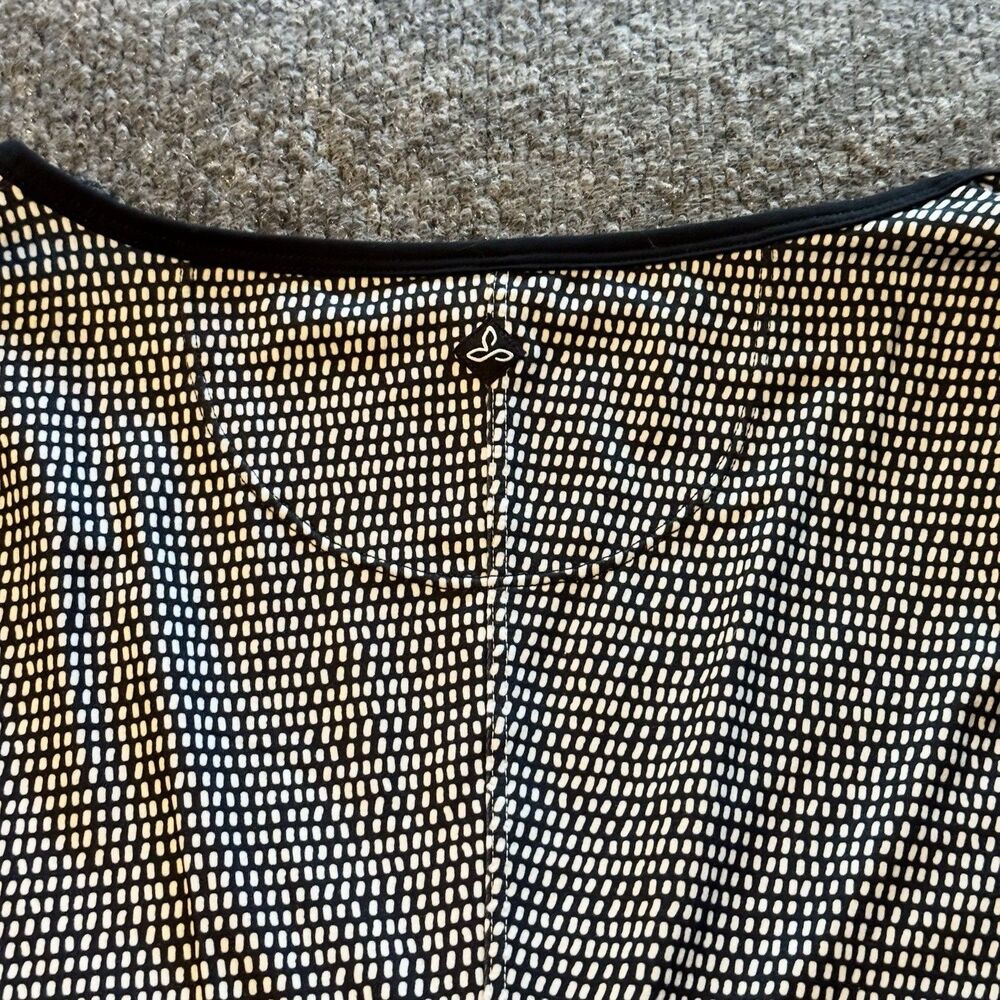prAna Dress Womens Large Wrap Front Stretch Knit Black White Geometric Casual - Picture 5 of 9